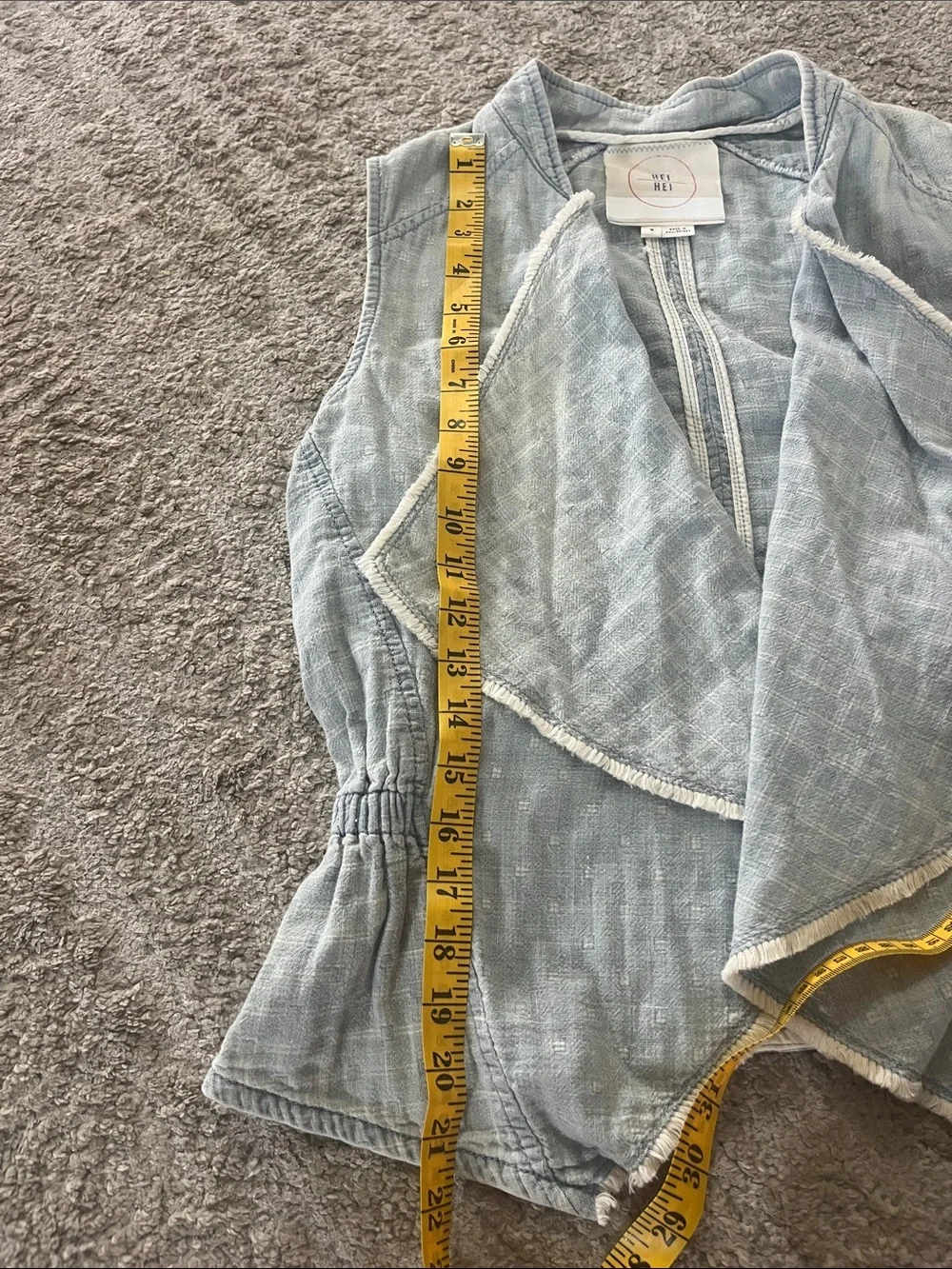 Hei Hei Anthro Light Blue Draped Denim Chambray Festival Cotton Vest Medium